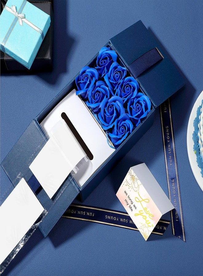 Resholder Valentine's Day Money Pull Box for Cash Gift Birthday Money Pull out Gifts with 8 Rose 2 Greeting Card 1 Light String for Mom Husband Wife Anniversary Christmas(Dark Blue) - Image 5